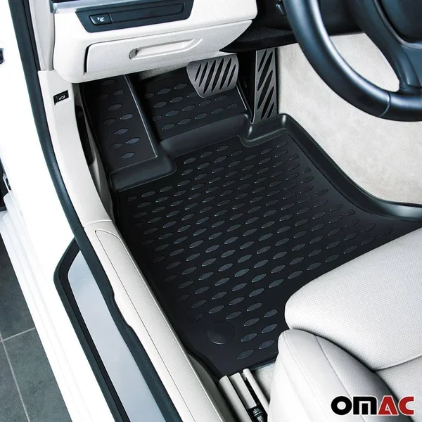 OMAC USA Complete Set Custom Fit All-Weather 3D Molded Black Rubber Floor Mat for Toyota Highlander 2014-2018