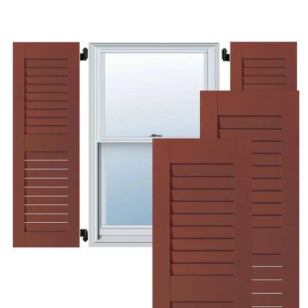 Ekena Millwork 15 in. x 39 in. Exterior Real Wood Western Red Cedar Open Louvered Shutters Pair Country Redwood