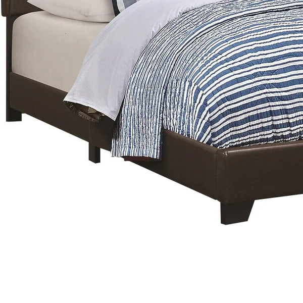 Benzara - Leather Upholstered Queen Size Platform Bed - Brown, 64.25in x 86.25in x 45.75in