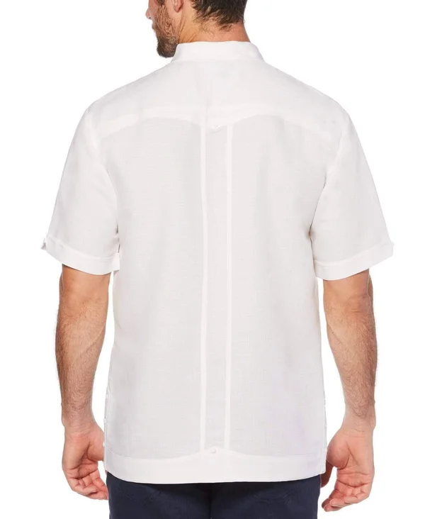 Cubavera Mens Big & Tall Ramie Embroidered Button-Down Shirt - Men's, Size: 3XL, White