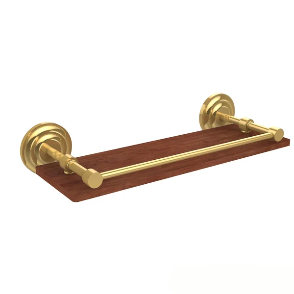 Allied Brass QN-1-16-GAL-IRW-BBR Que New Collection 16 in. Solid IPE Ironwood Shelf with Gallery RAIL - Brushed Bronze