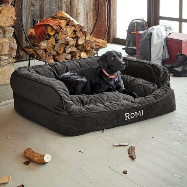 Orvis ComfortFill-Eco Couch Dog Bed, Large Dogs Up to 90lbs, Slate