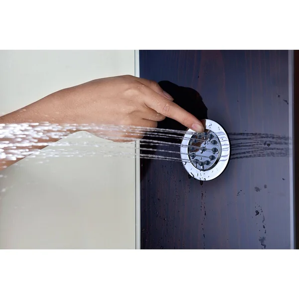 Anzzi SP-AZ021 Pure 59 in. 3-Jetted Shower Panel with Heavy Rain Shower and Spray Wand in Mahogany Deco-Glass