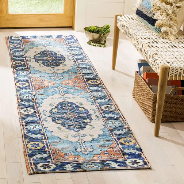Safavieh Saffron SFN585A 2&3x22 x 8&0x22 Runner Blue, Coral Area Rug