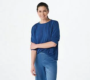 Belle Beach by Kim Gravel Breezy KnitDrawstring Top, Size X-Small, Nautical Blue