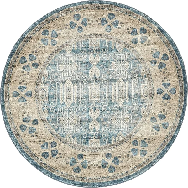 Unique Loom Aigen Salzburg Area Rug (5& x 5& Round - Blue)