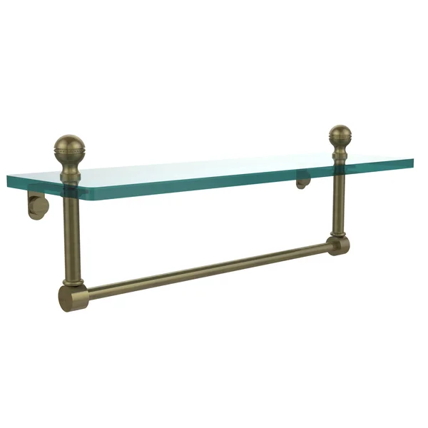 Allied Brass Mambo Glass Vanity Shelf with Integrated Towel Bar - Antique Brass - 16 inch