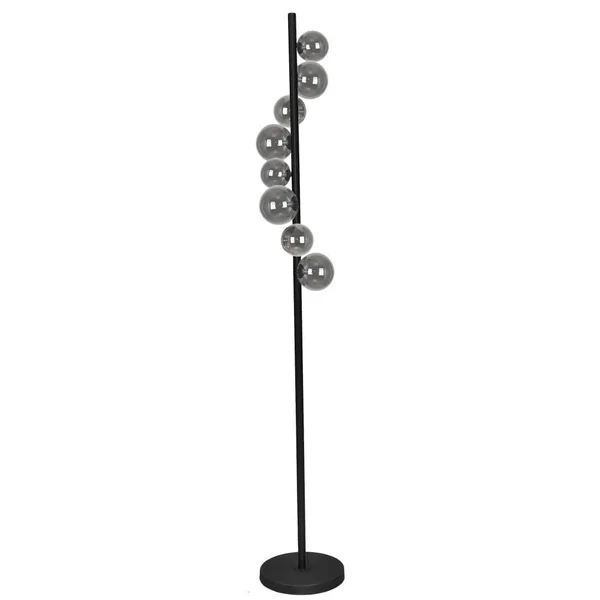 Dainolite GLA-638F-MB 8LT Halogen Floor Lamp MB w/ Smoked Glass, Black