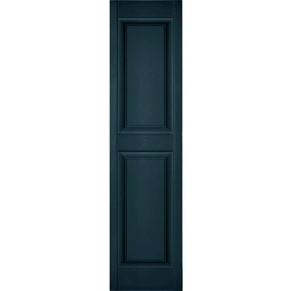 12 inchw x 60 inchh Lifetime Vinyl, Custom Two Equal Panels, Raised Panel Shutters, Midnight Blue