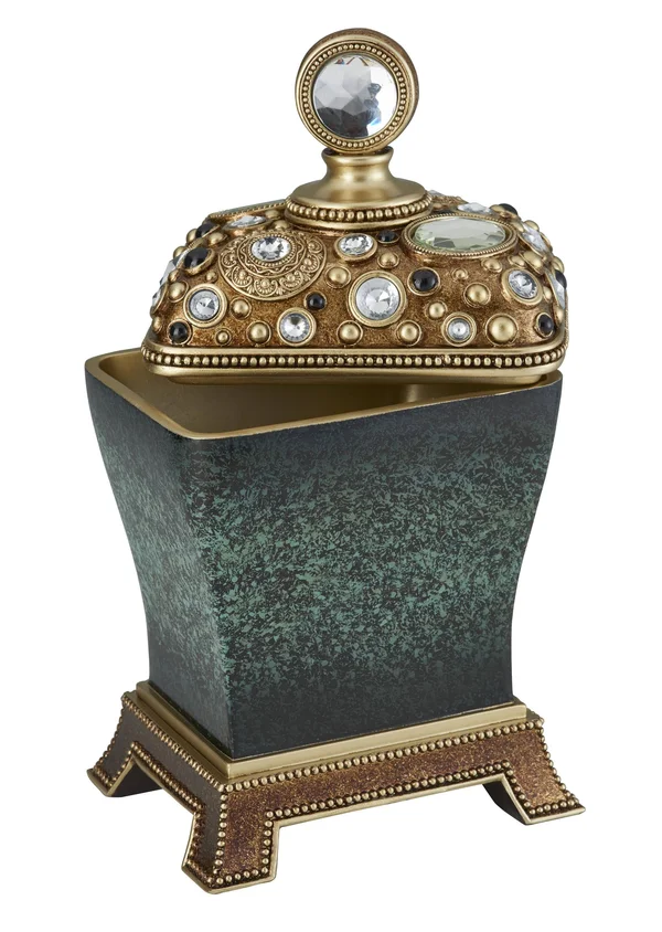Ore International 13.25 in. Sedona Marbelized Green Gold Footed Decor Jewelry Box