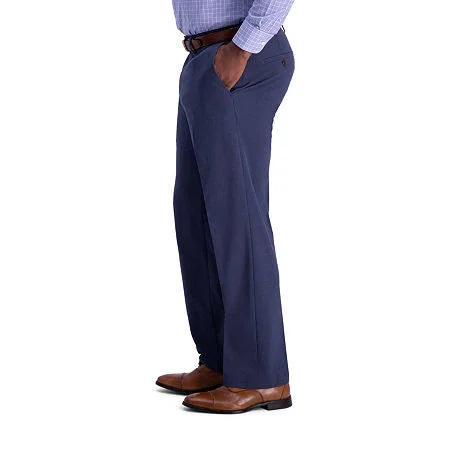 J.M Haggar Sharkskin Classic Fit Flat Front Dress Pant, 40 32, Blue