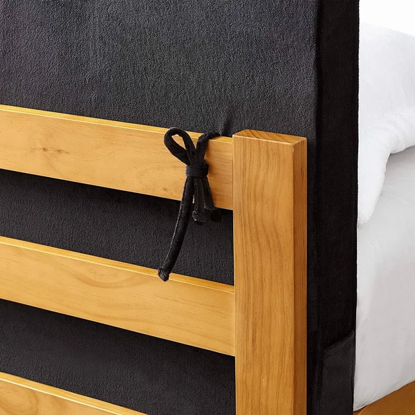 University Transitional Cushioned Dorm Headboard - Black Plush