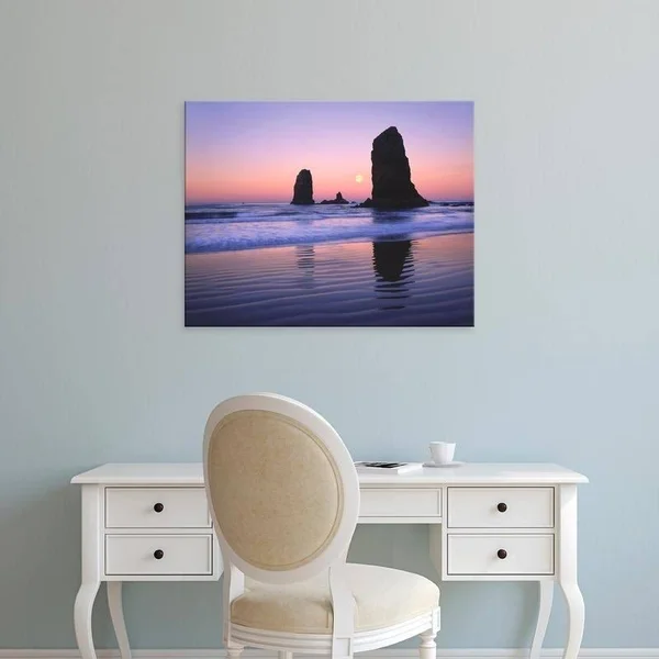 Easy Art Prints Jaynes Gallery's 'The Needles Rocks in Early Morning Light' Premium Canvas Art - 28 x 36 - Modern Black Frame