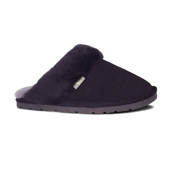 RJ Fuzzies Sheepskin RJS-100-BLACK-M Ladies SCUFF, Black - Medium