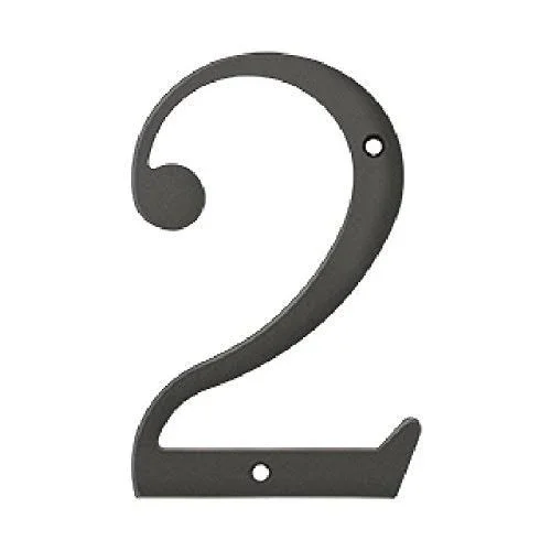 Deltana RN6-2U10B Solid Brass 6-Inch House Number 2 Board by Deltana