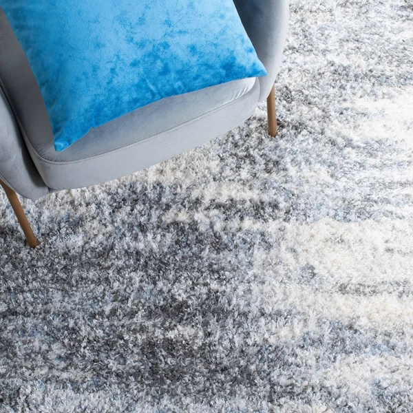 Safavieh Berber Shag Veena Abstract 1.25-Inch Thick Rug - 6&7x22 x 6&7x22 Round - Ivory/Grey