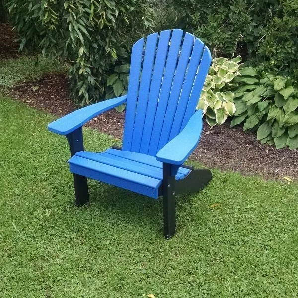 Poly Fanback Adirondack Chair with Black Frame - Size: 5.5, Red