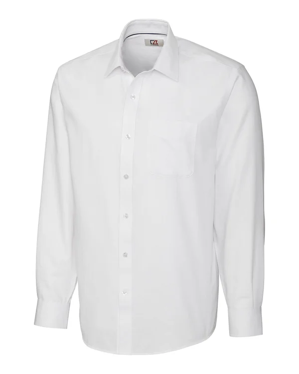 Cutter & Buck Men's Big and Tall Long Sleeve Epic Easy Care Spread Nailshead, White - 5XB