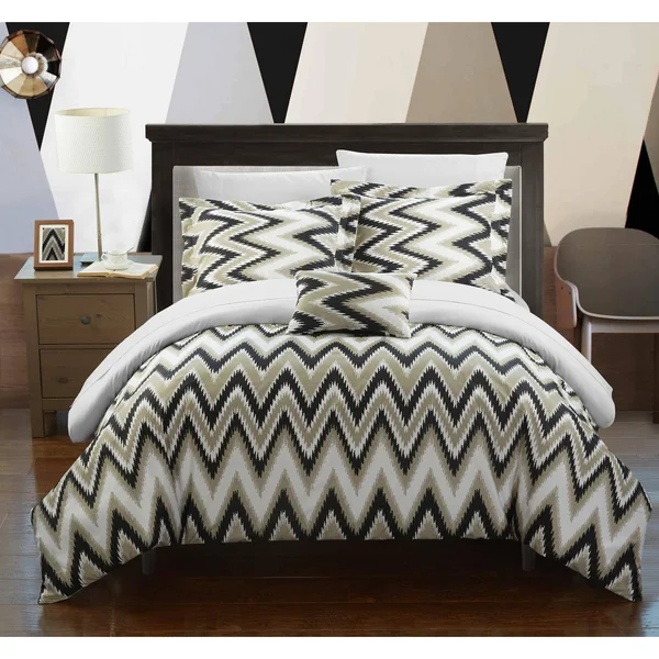 Chic Home Bella 4 Piece Comforter Set Reversible Bedding White, Full/Queen