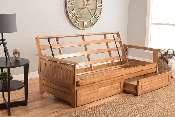 Kodiak Phoenix Frame-Butternut Finish-Oregon Trail Java Mattress-Storage Drawers