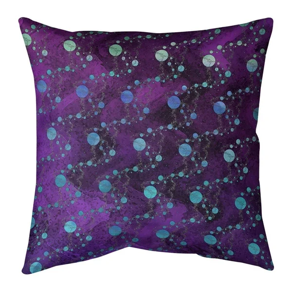 Multicolor Planets & Stars with Blue Throw Pillow - 18 x 18 - Pink & Blue - Faux Suede