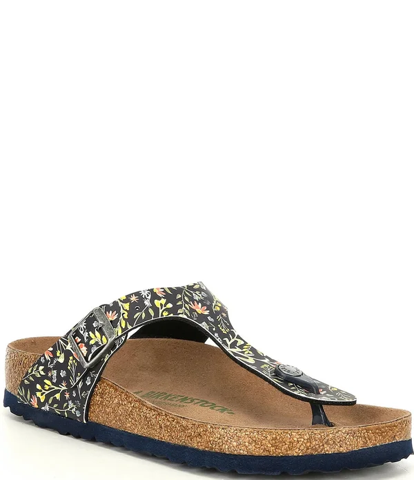 Birkenstock Women's Gizeh Vegan - Watercolor Flower Navy Birko-Flor