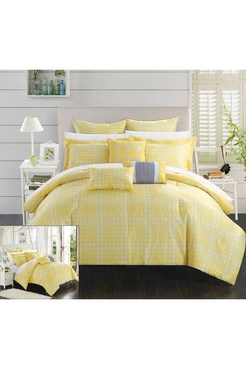 Parma Sicily Reversible Printed Comforter Set Yellow - Size: Queen