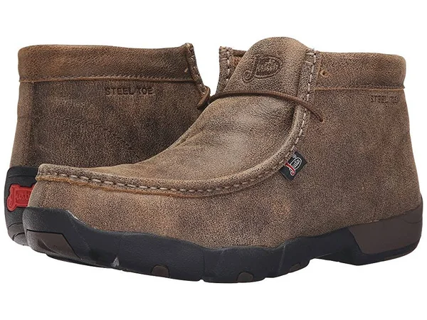 Justin Boots Men's Cappie Steel-Toe Work Shoes - Tan (9)