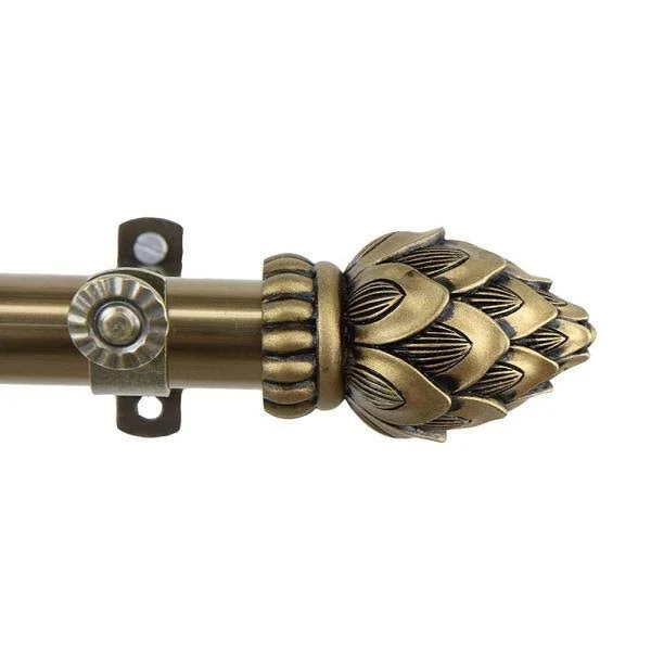 Rod Desyne Bud 13/16 in. Dia 120-170 in. L Corner Window Single Curtain Rod in Antique Bras