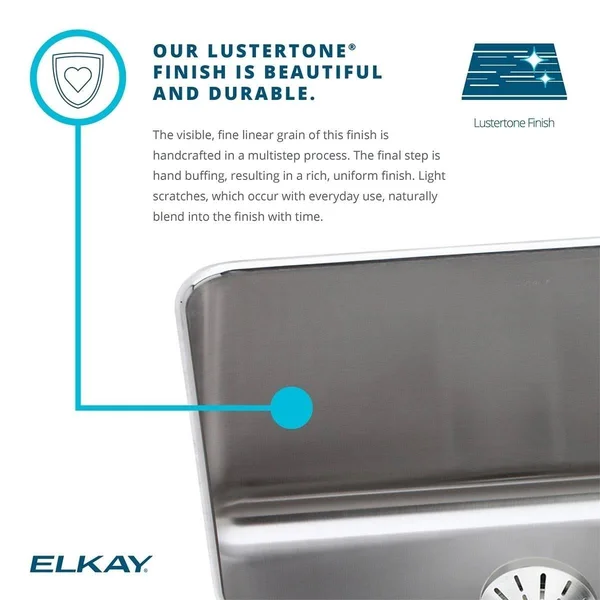 Elkay Lustertone ELUHAD211555 Single Bowl Undermount Stainless Steel ADA Sink