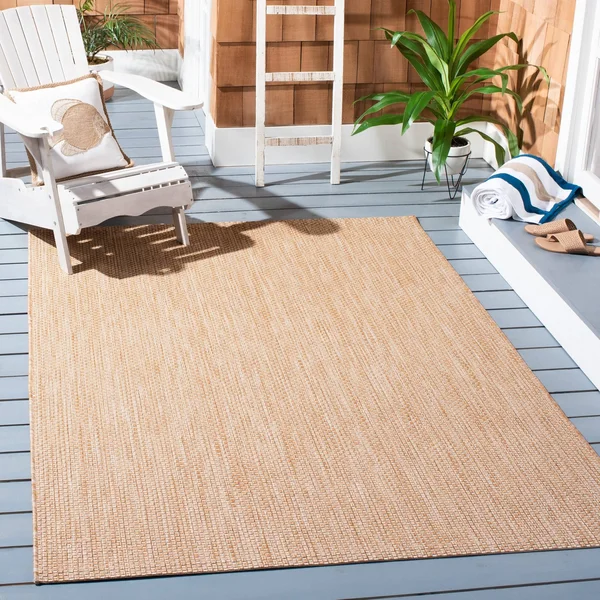 Safavieh Courtyard Natural/Black 8 ft. x 10 ft. Solid Distressed Indoor/Outdoor Area Rug
