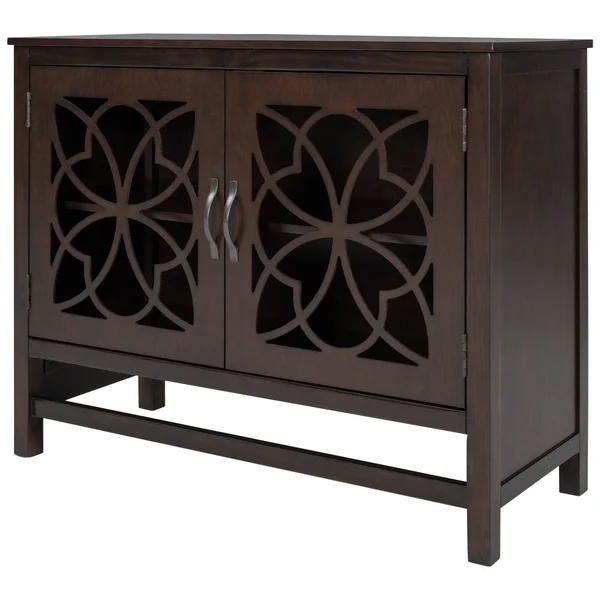 Wood Accent Buffet Sideboard Storage Cabinet with Doors & Shelf, Brown - Navy Blue