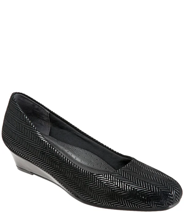 Trotters Women's Lauren - Black Suede/Patent Leather
