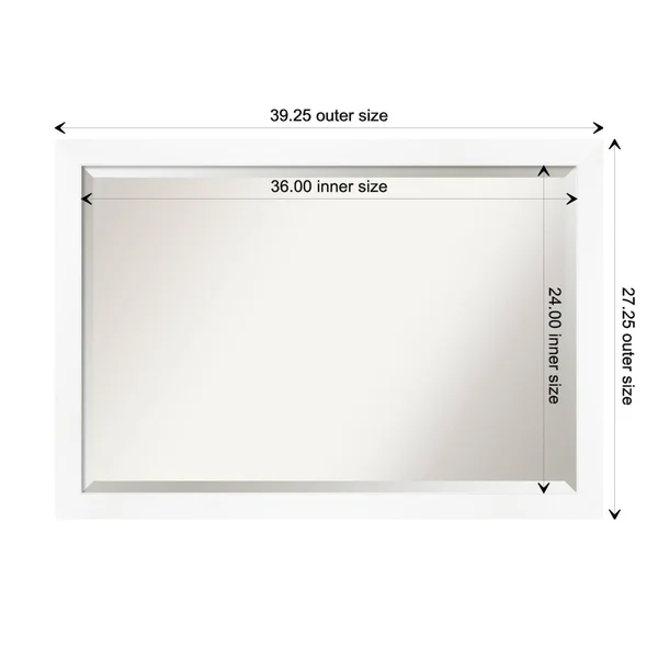 Amanti Art Narrow Cabinet White Bathroom Vanity Wall Mirror, 39x27