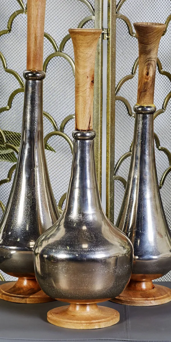 37583 Aluminum Wood Vase