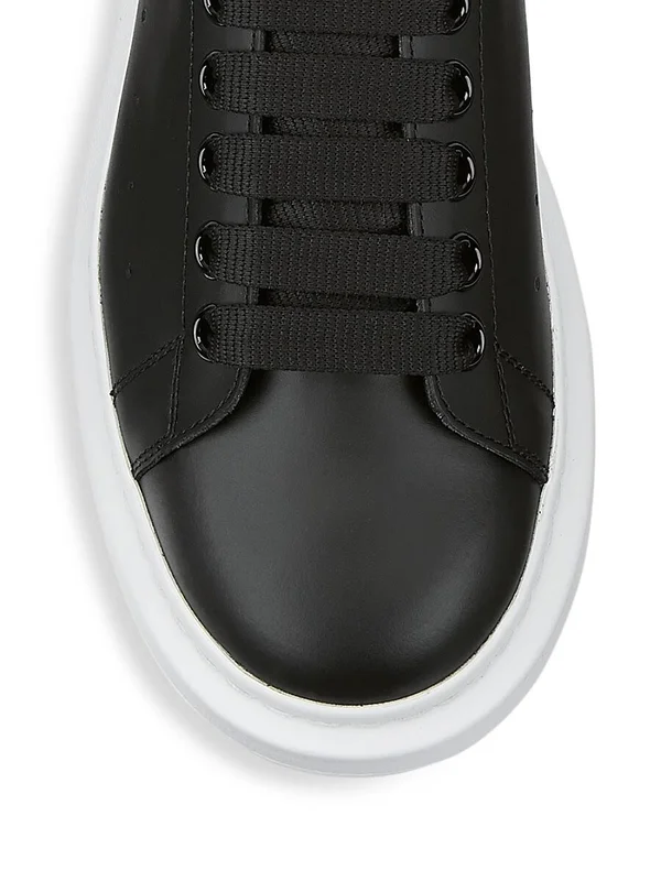 Alexander McQueen Men's Oversized-Sole Leather Sneakers - Black Size 10 M