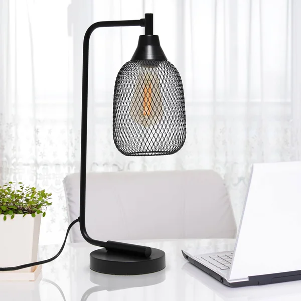Lalia Home Industrial Mesh Desk Lamp, Matte Black