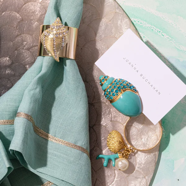 Joanna Buchanan Sparkle Shell Napkin Rings - Set of 2 - Gold