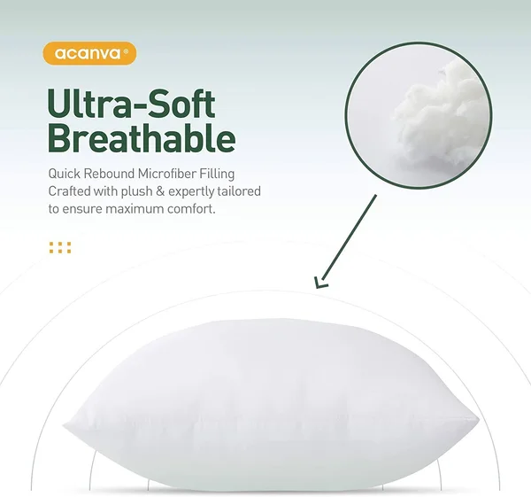 ACANVA Hypoallergenic Pillow Insert Form Cushion Sham, 22-4Pack, White, 4 Piece