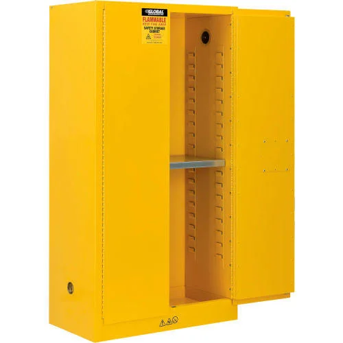 Global Industrial Flammable Cabinet, Manual Close Double DOOR, 44 Gallon, 34x22Wx18x22Dx65x22H