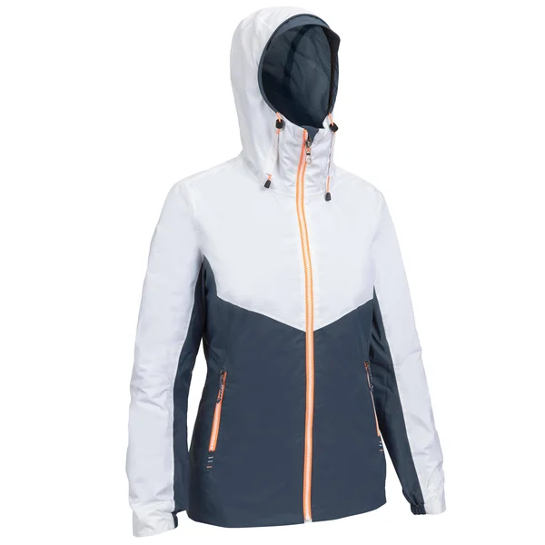 Tribord Women's 100, Waterproof Sailing Jacket in White/Navy, Size Xs