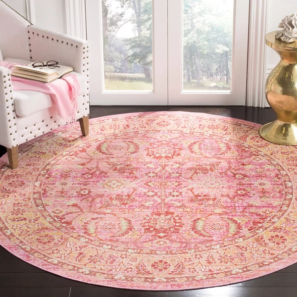 Safavieh WDS341B Windsor Pink - Orange Area Rug - 6& x 6& Square