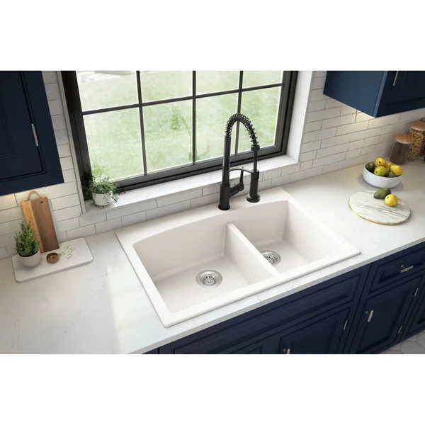 Karran Drop-in Quartz Double Bowl Kitchen Sink - Brown