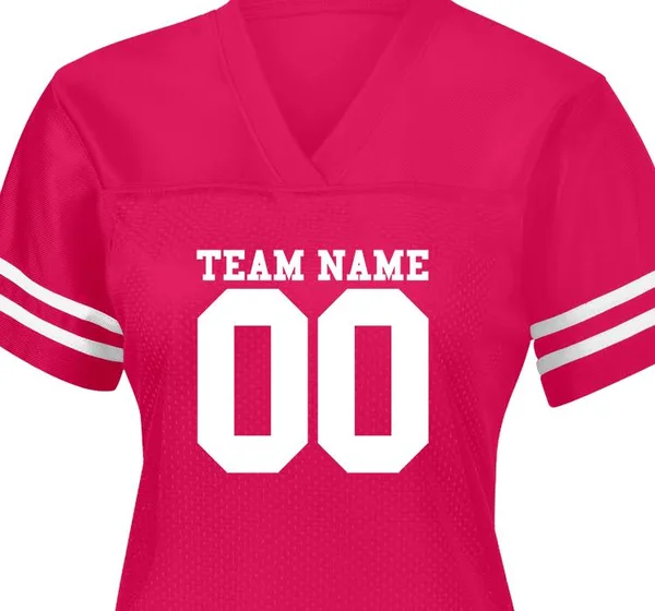 Custom Team Printed Sport - Tek Women's Football Jerseys - Ladies Replica Fan Jersey, Size: S, Pink Raspberry/White