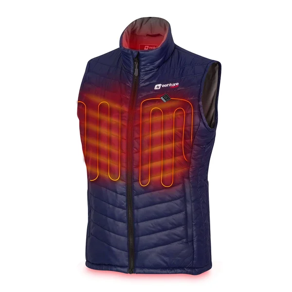 Women's Quad-Zone Insulated Heated Puffer Vest - Roam 2.0 - Navy S - Venture Heat