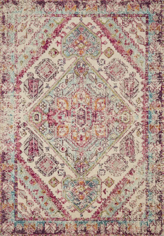 Loloi II Nadia NN-03 5&1x22 x 7&7x22 Aqua - Pink Rug