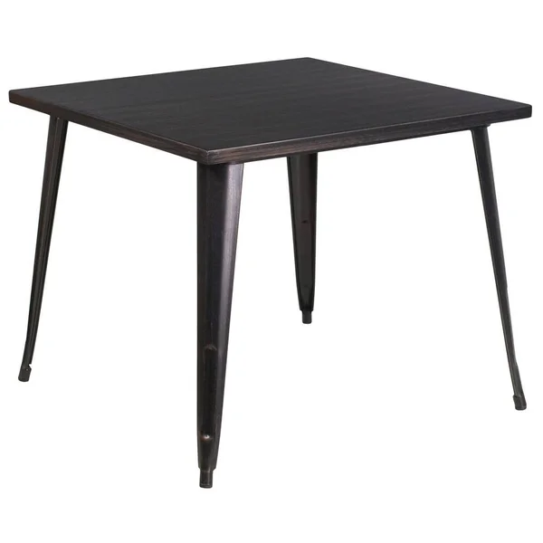 Carnegy Avenue Black-Antique Gold Square Metal Outdoor Bistro Table
