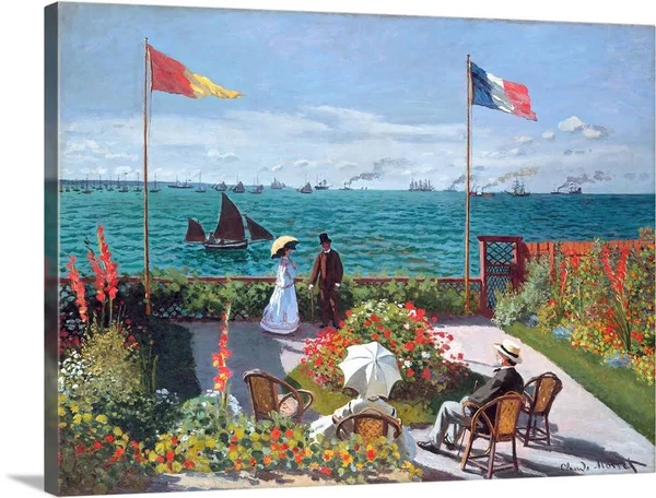 Terrasse at Sainte-Adresse (Terrace At Sainte-Adresse) By Claude Monet - Large Solid-Faced Canvas Wall Art Print, Great Big Can