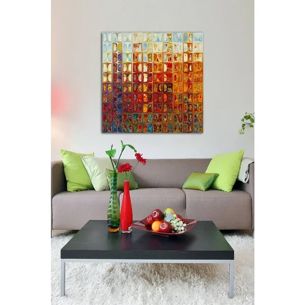 Picture Perfect International Mark Lawrence &Modern Mosaic Tile Wall Art #1, 2015& Giclee Stretched Canvas Wall Art, 24 Inches x