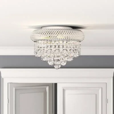 Rozella 3 - Light 10x22 Unique/Statement Tiered Semi Flush Mount Greyleigh Fixture Finish: Chrome - Crystal Grade: Royal Cut